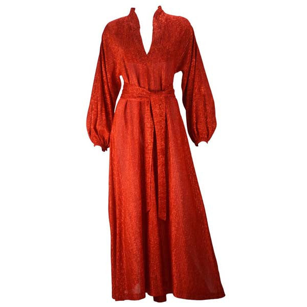 1970s Halston Red Metallic IV Dress 1970s Halston Red Metallic IV Dress