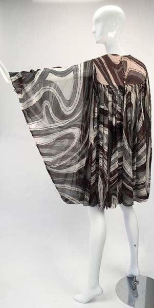 1960s Donald Brooks Swirl Print Batwing Dress