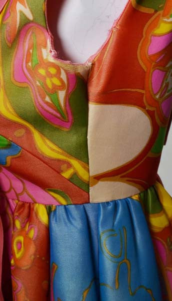 1960's Silk Flower Print Maxi Dress