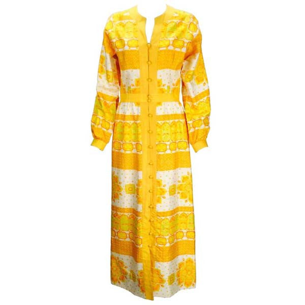 1960s Jim Thompson Golden Yellow Thai Silk Dress