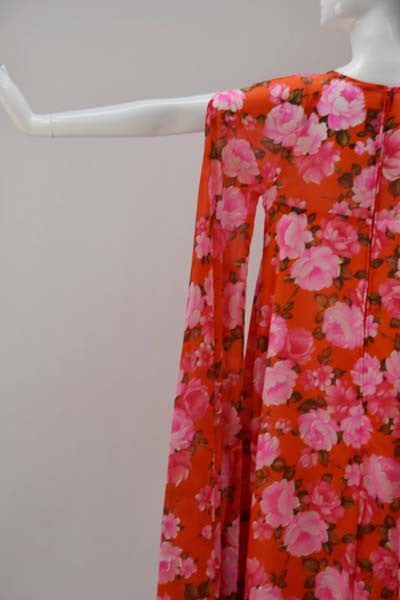 1960s Stella Fagin Rose Print Gown