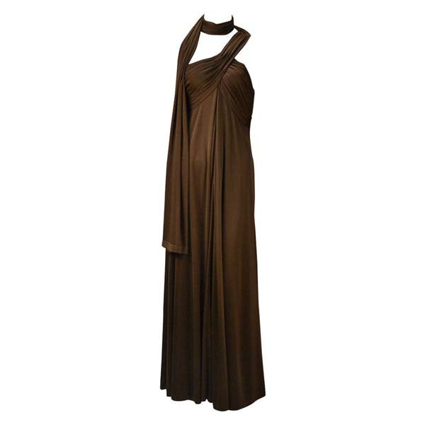 1970s Estevez Espresso Evening Gown