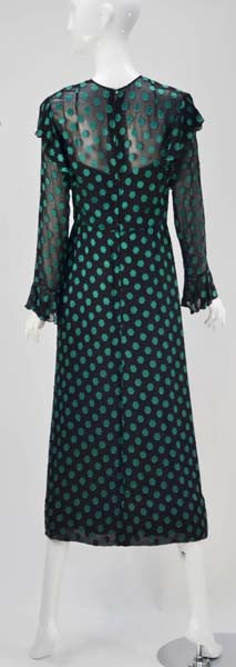 1980s Christian Dior Green Embroider Dress
