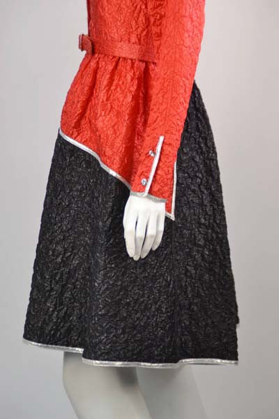 1970s Geoffrey Beene Red & Black Metallic Dress