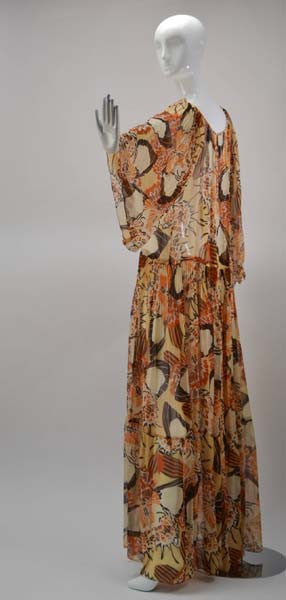 1970s Richilene Chiffon Floral Print Maxi Dress - MRS Couture 1970s Richilene Chiffon Floral Print Maxi Dress - MRS Couture