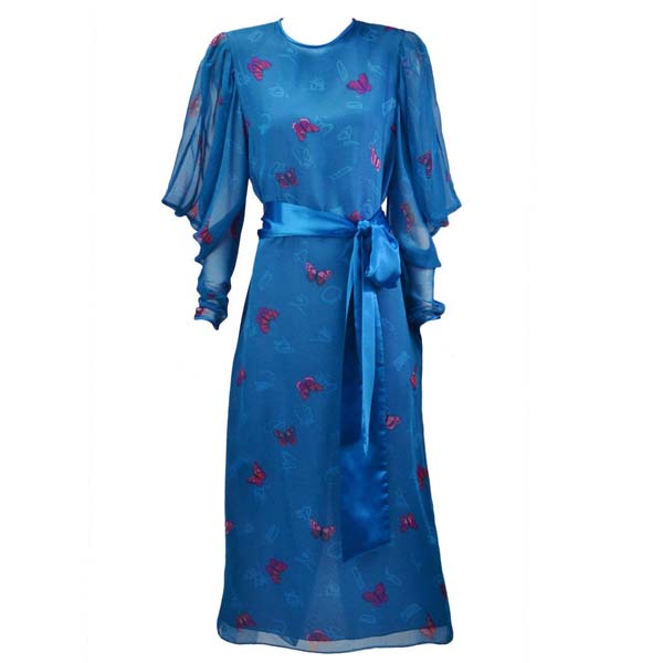 Louis Vuitton Nautical Print Butterfly Sleeve Dress Blue. Size 36