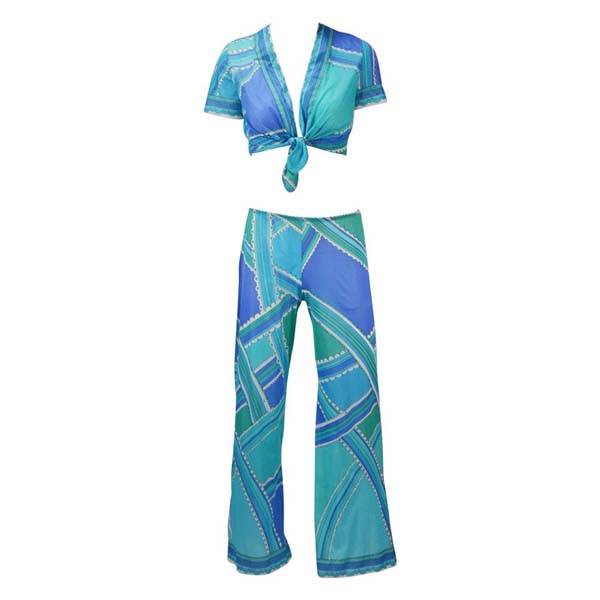 1960s Emilio Pucci Blue and Green Lounge Set - MRS Couture