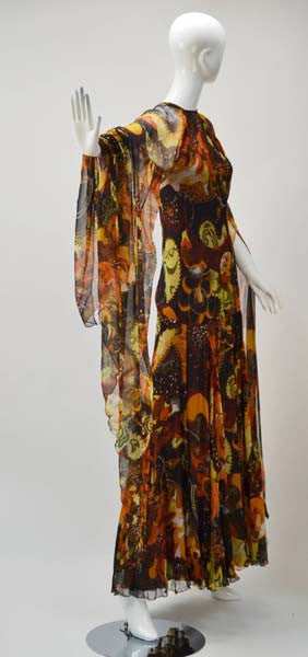 1970s Stavropoulos Silk Print Dress