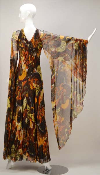 1970s Stavropoulos Silk Print Dress