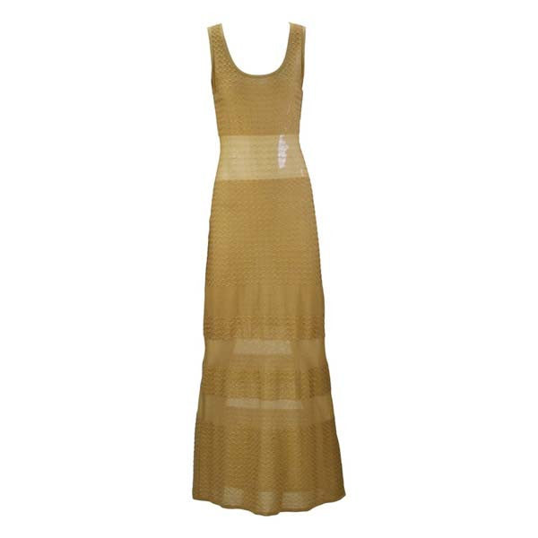 1980s Fendi Gold Sheer Panel Dress