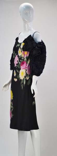 1980s Pauline Trigere Off the Shoulder Silk Dress
