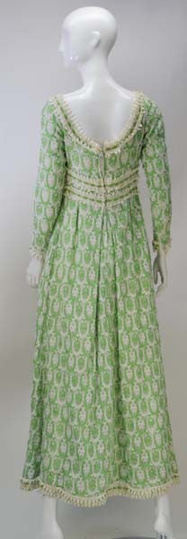 1970s Lillie Rubin Green and White Lace Dress