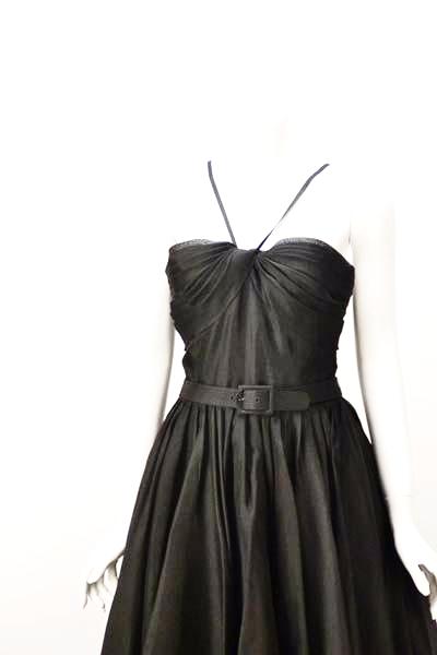 Rare 1950s Traina-Norell Black Halter Day Dress