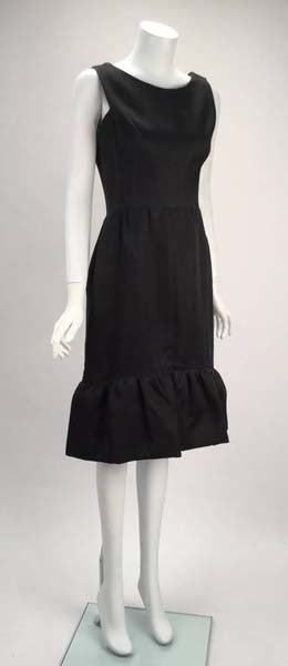 1960s Balenciaga Black Silk Couture Cocktail Dress