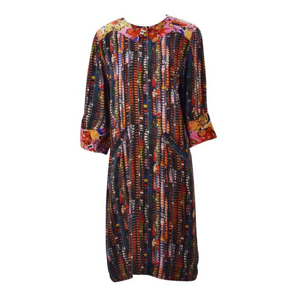 1980s Fendi Silk Multi Color Shift Dress