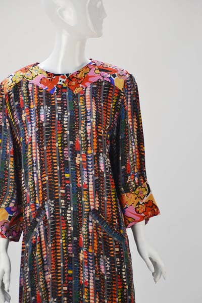 fendi multicolor silk dress Fendi Puff Sleeve Dress White/Multicolor Striped Silk Size 40 Celebrity Owned