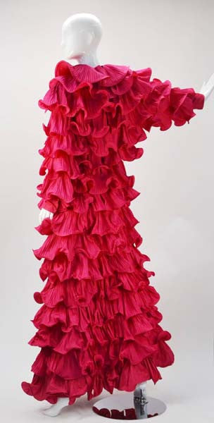 1980s Pierre Cardin Haute Couture Fuschia Ruffled Evening Gown