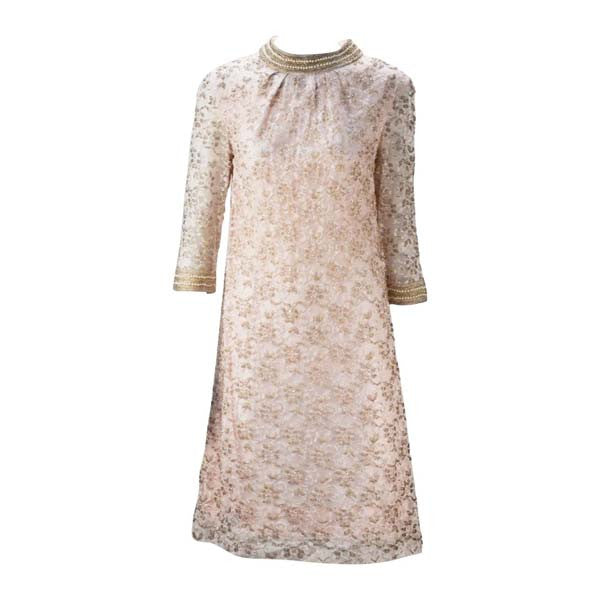 1960s Valentina Lace Beaded Cocktail Dress