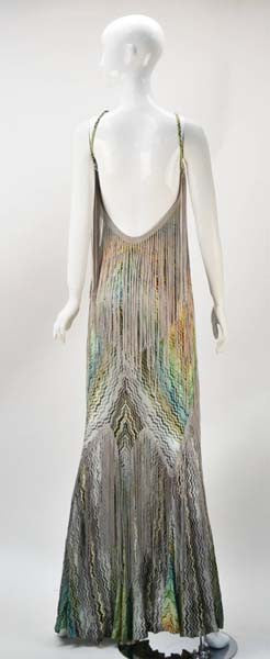 Spectacular Missoni Multi Color Knit Halter Dress with Fringe
