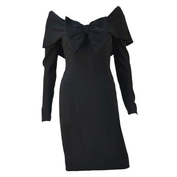 1950s Mr. Blackwell Black Long Sleeve Wiggle Dress