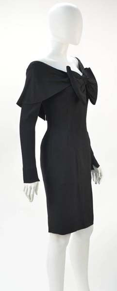 1950s Mr. Blackwell Black Long Sleeve Wiggle Dress