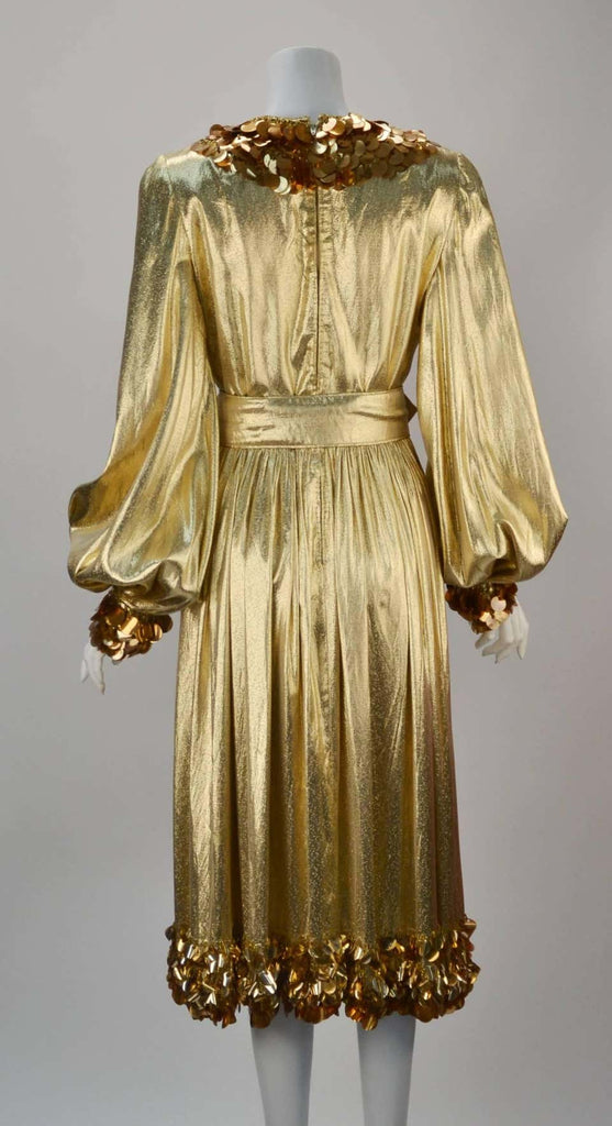 1960s Donald Brooks Gold Metallic Evening Dress with Sequin and Beaded ...