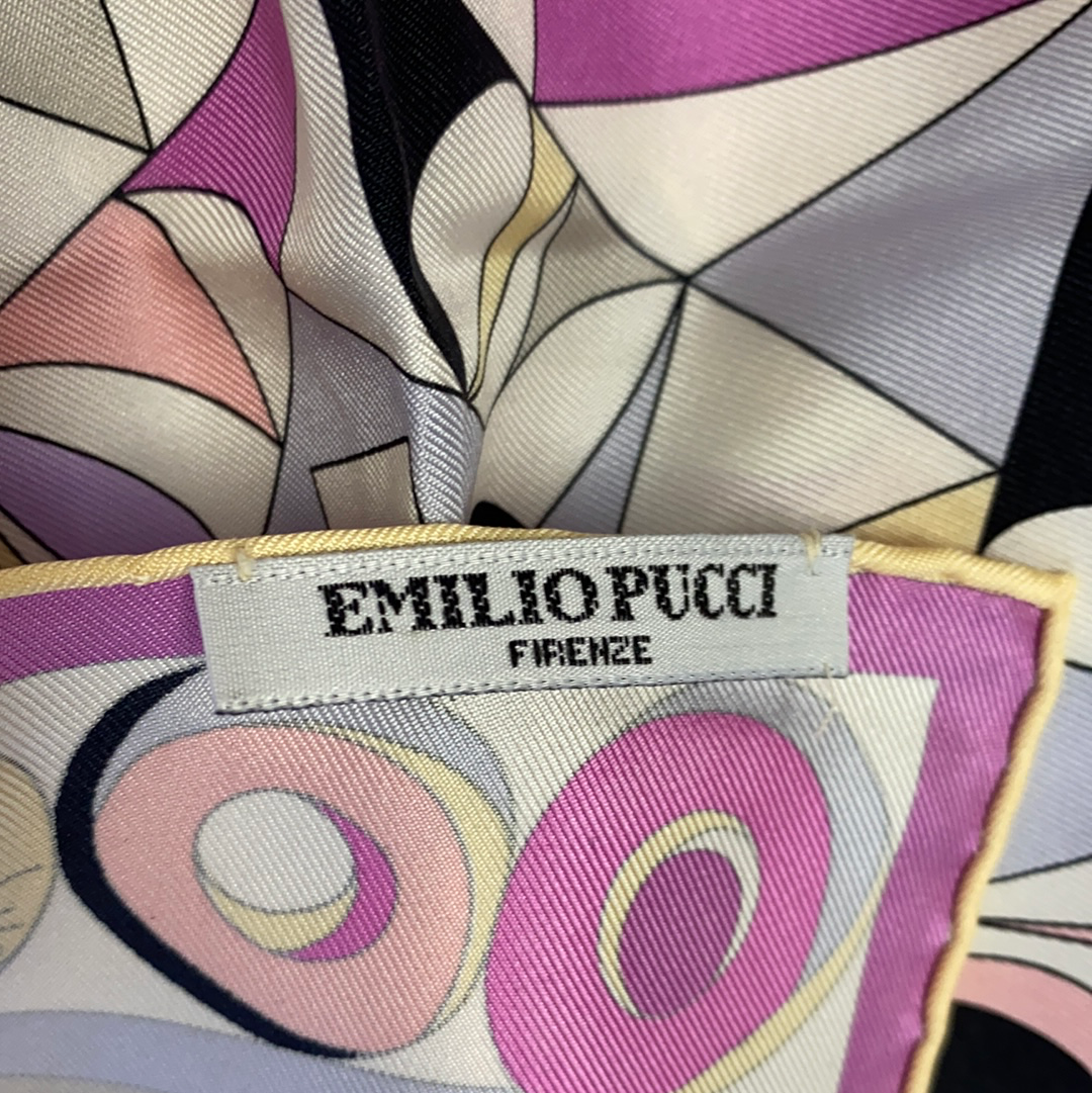 1960s Emilio Pucci Pink Geometric Silk Scarf In Original Sleeve - MRS  Couture