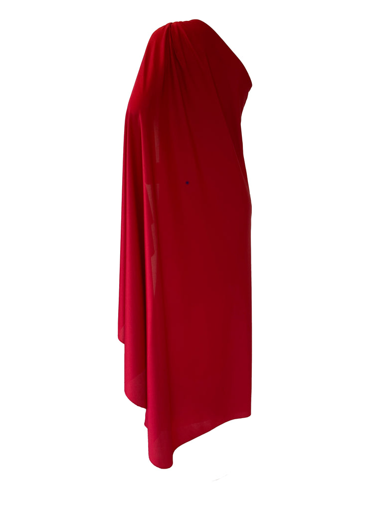 halston heritage red off shoulder dress Halston Off Shoulder Flounce Sleeve Women's Dress Rose Red : 2
