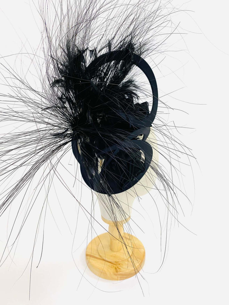 Philip Treacy Navy and Black Feather Sculptural Fascinator